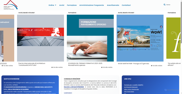 Security scan screenshot of https://www.architettisalerno.it/