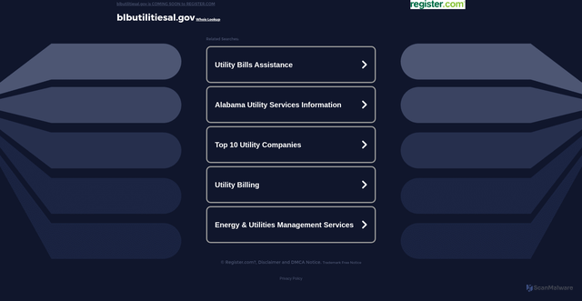 Security scan screenshot of https://www.blbutilitiesal.gov/