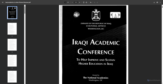 Security scan screenshot of https://uruk-warka.dk/books/Iraqi%20academics%20in%20exiles-Pictures-Resumes.pdf