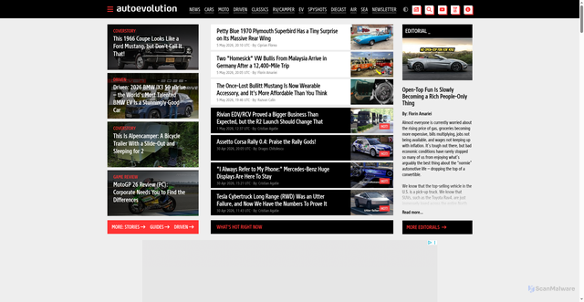 Security scan screenshot of https://www.autoevolution.com