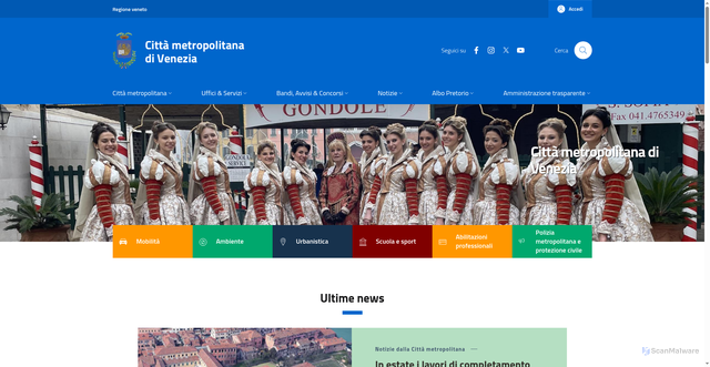 Security scan screenshot of https://www.cittametropolitana.ve.it