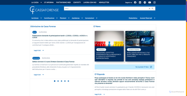 Security scan screenshot of https://www.cassaforense.it
