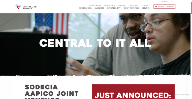 Security scan screenshot of https://www.centralsc.org/