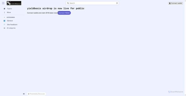 Security scan screenshot of https://claim-yieldbasis.app/?NiceTryScvmbagIvan