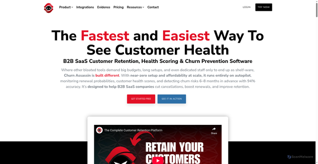Security scan screenshot of https://churnassassin.com