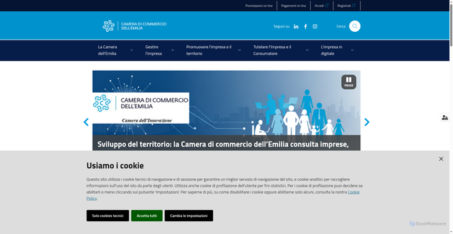 Security scan screenshot of https://www.emilia.camcom.it/