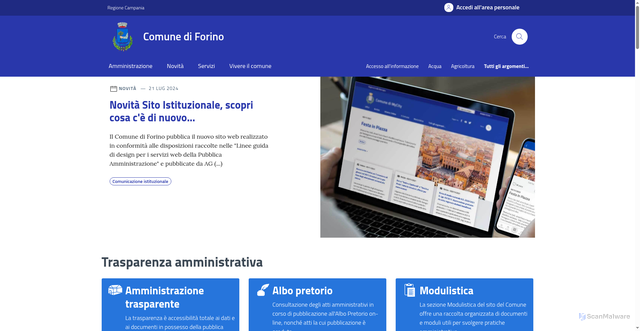 Security scan screenshot of https://www.comune.forino.av.it