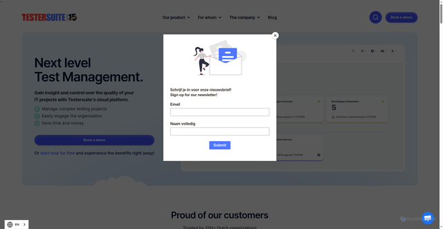 Security scan screenshot of https://testersuite.nl