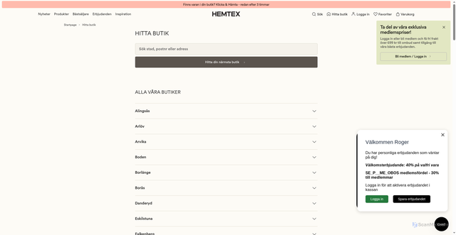 Security scan screenshot of https://www.hemtex.se/hitta-butik?vtid=d6suaLenG06uMa2SADjWYw&utm_source=Voyado&utm_medium=email&utm_campaign=SE_V_E_M_20261003_Sat_V6&eclub=yypx3o1PcJY7x88OrIz8OrPf1FiOqfVW9N5YTVQGh8k71fWhBueJ4kNDweaQE1b2bhRGmYsPvpMwgupMB56kc_yhuj95KvgPXFsdv7OPYj8hLl9ZdetfDxeeJ-b5ra54M4eTe9b2iEMErp66Z2Uo1b6OhfA6OJuzIkwOiYgfWYWEIhWrRmAUV7hKEehDiEydNTJKmSQkr5IeHyhTi0j3PA