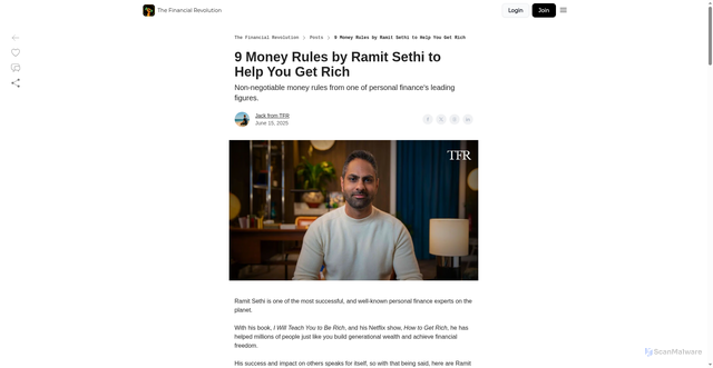 Security scan screenshot of https://thefinancialrevolution.co/p/ramit-sethi-money-rules