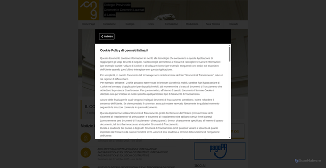 Security scan screenshot of https://www.geometrilatina.it/