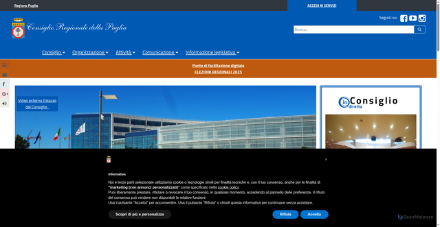 Security scan screenshot of https://www.consiglio.puglia.it/