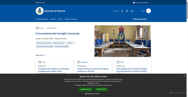 Security scan screenshot of https://comune.ascrea.ri.it
