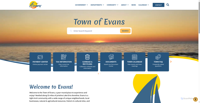 Security scan screenshot of https://townofevansny.gov/