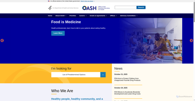 Security scan screenshot of https://health.gov/