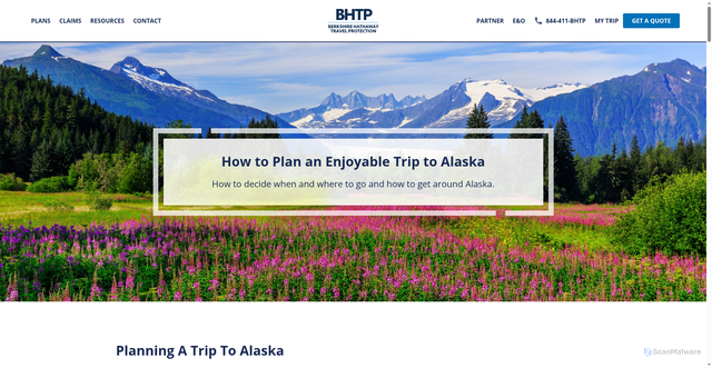 Security scan screenshot of https://www.bhtp.com/planning/planning-a-trip-alaska/