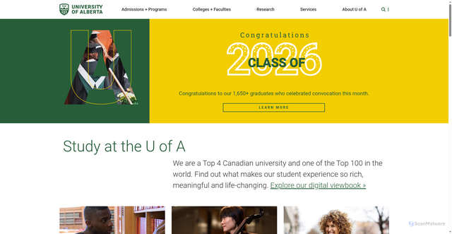 Security scan screenshot of https://www.ualberta.ca/en/index.html