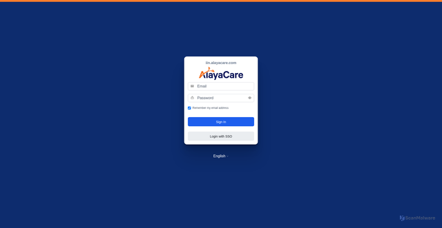 Security scan screenshot of https://iin.alayacare.com