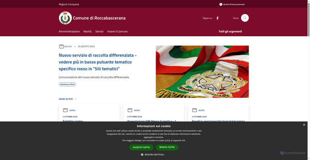 Security scan screenshot of https://www.comune.roccabascerana.av.it/it