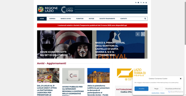 Security scan screenshot of https://www.laziocrea.it/