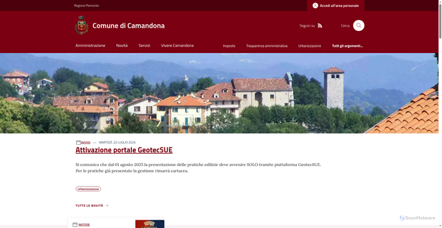 Security scan screenshot of https://www.comune.camandona.bi.it/