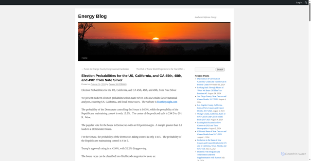 Security scan screenshot of https://sites.uci.edu/energyobserver/2018/10/18/election-probabilities-for-the-us-california-and-ca-45th-48th-and-49th-from-nate-silver/