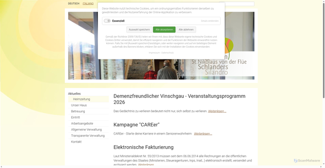 Security scan screenshot of https://www.altersheim-schlanders.it