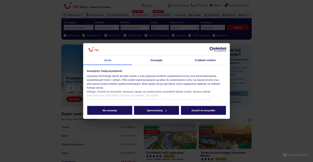 Security scan screenshot of https://tui.pl