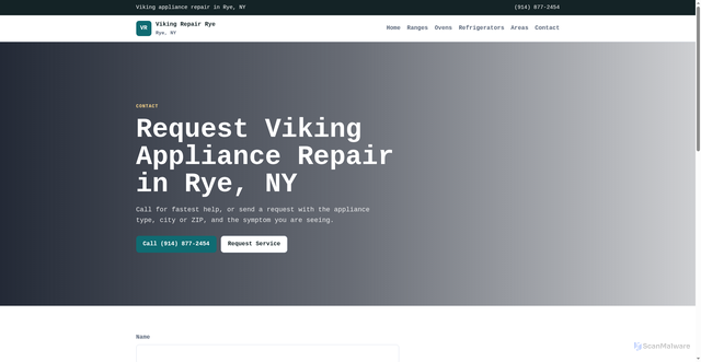 Security scan screenshot of https://vikingrepairrye.pages.dev/contact/