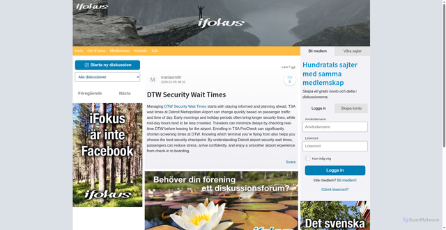 Security scan screenshot of https://httpwwwairporstinsightscom.fria.ifokus.se/discussion/1628528/dtw-security-wait-times
