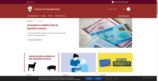 Security scan screenshot of https://www.comune.cessapalombo.mc.it/