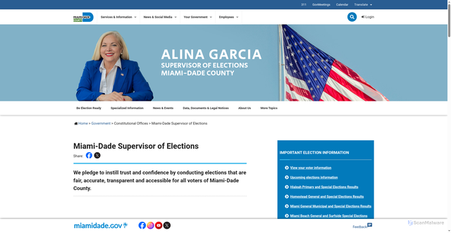 Security scan screenshot of https://www.miamidade.gov/global/elections/home.page