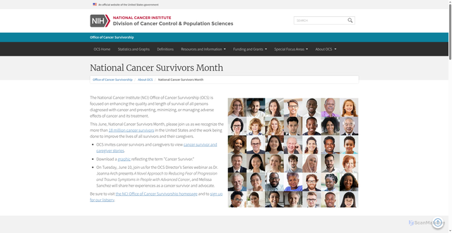 Security scan screenshot of https://cancercontrol.cancer.gov/ocs/about/survivorship-month