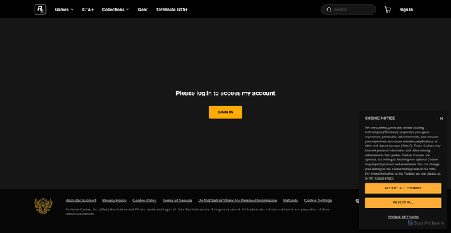 Security scan screenshot of https://store.rockstargames.com/account