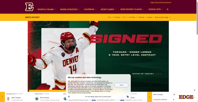 Security scan screenshot of https://edgemountaineers.com/news/2026/4/16/mens-hockey-wild-sign-lorenz-to-nhl-entry-level-contract.aspx