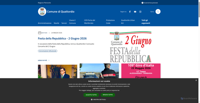 Security scan screenshot of https://www.comune.quattordio.al.it