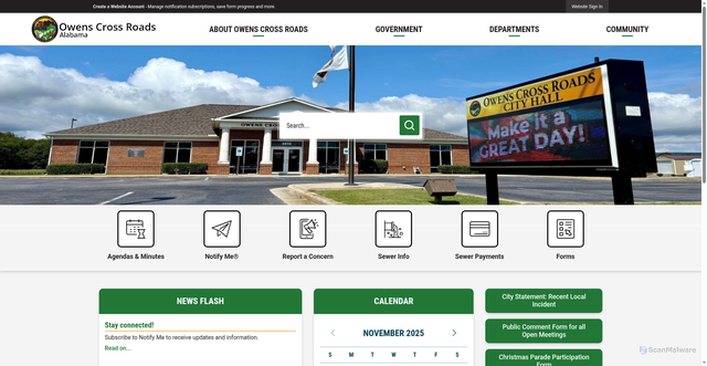 Security scan screenshot of https://www.owenscrossroadsal.org/