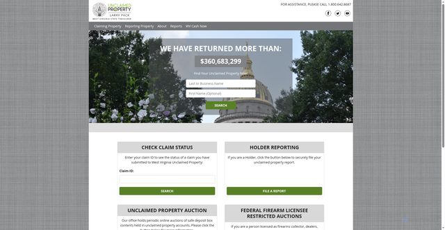 Security scan screenshot of https://www.wvunclaimedproperty.gov/