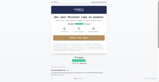Security scan screenshot of https://mysympleloaninternal.com