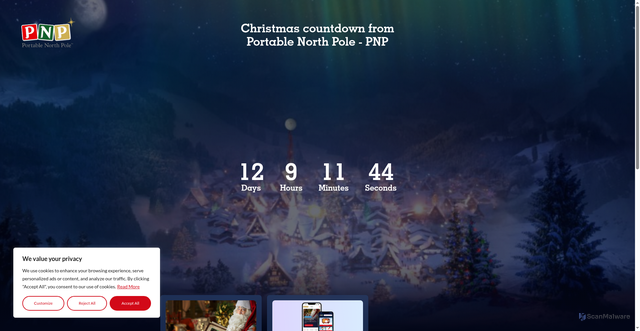 Security scan screenshot of https://www.portablenorthpole.com/en/christmas-countdown