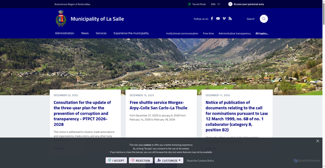 Security scan screenshot of https://www.comune.lasalle.ao.it/it-it/home