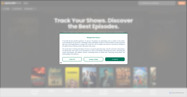 Security scan screenshot of https://episodehive.com