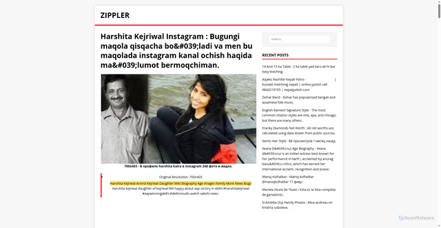 Security scan screenshot of https://relpiset.pages.dev/post/harshita-kejriwal-instagram/