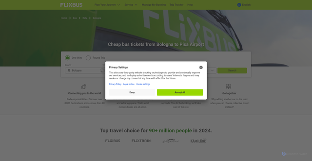 Security scan screenshot of https://global.flixbus.com/bus-routes/bus-bologna-pisa-airport