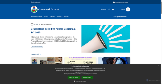 Security scan screenshot of https://www.comune.scorze.ve.it/it