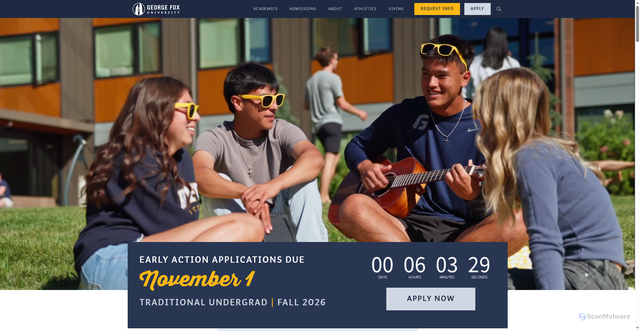Security scan screenshot of https://www.georgefox.edu/