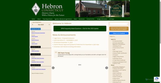 Security scan screenshot of https://hebronct.com/
