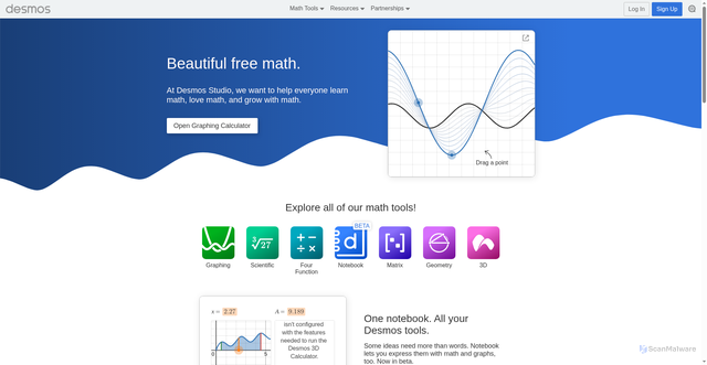 Security scan screenshot of https://www.desmos.com