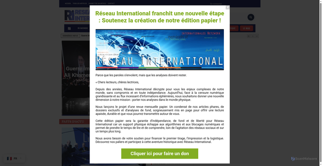 Security scan screenshot of https://reseauinternational.net