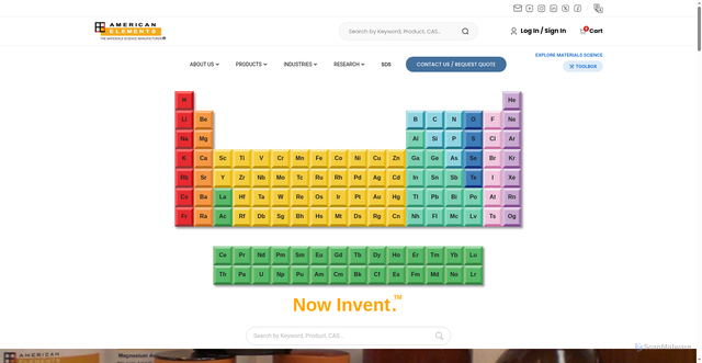 Security scan screenshot of https://americanelements.com